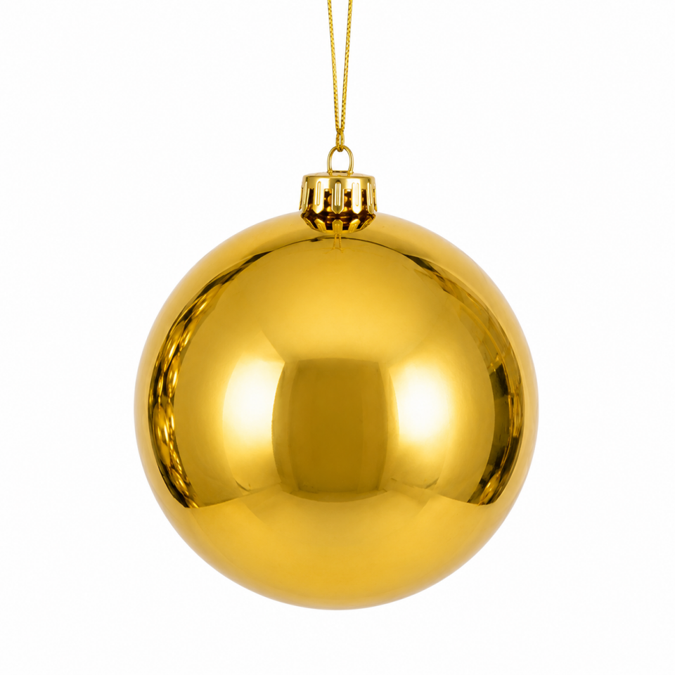 Parti Malzemeleri 15 cm Büyük Boy Aynalı Yılbaşı Topu Parlak Noel Ağacı Süsü Tekli Gold