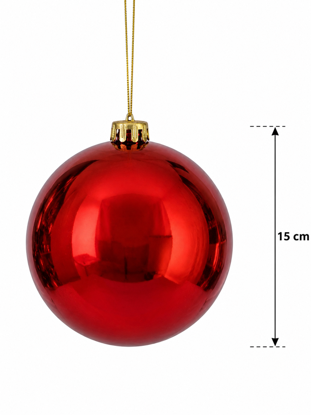 Parti Malzemeleri 15 cm Büyük Boy Aynalı Yılbaşı Topu Parlak Noel Ağacı Süsü Tekli Kırmızı