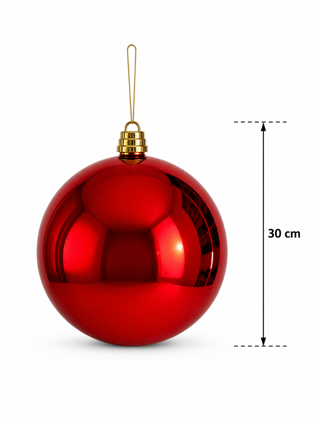 Parti Malzemeleri 30 cm Büyük Boy Aynalı Yılbaşı Topu Gold Parlak Noel Ağacı Süsü Tekli Dev Boy Yılbaşı Dekoru Kırmızı