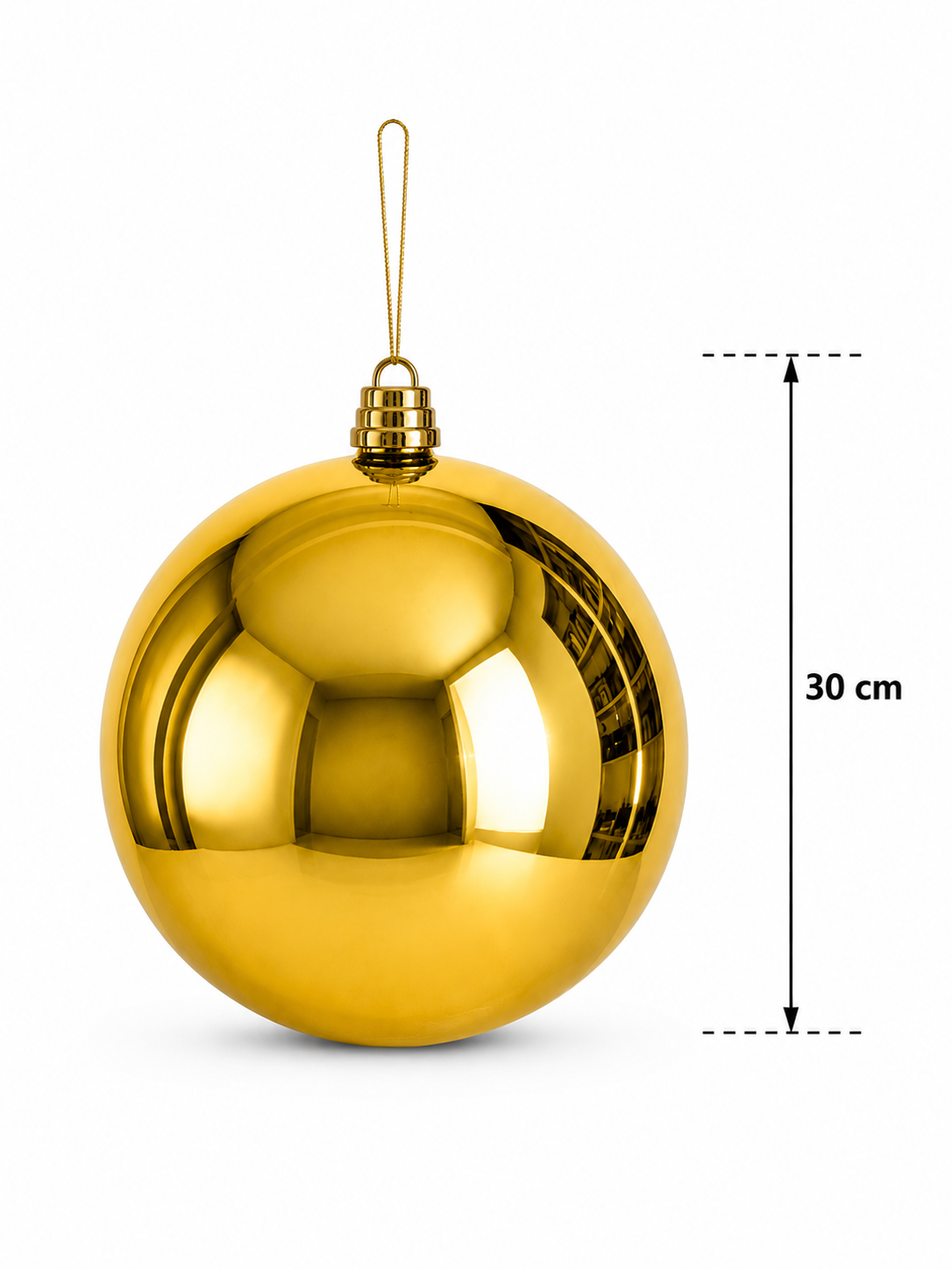 Parti Malzemeleri 30 cm Büyük Boy Aynalı Yılbaşı Topu Gold Parlak Noel Ağacı Süsü Tekli Dev Boy Yılbaşı Dekoru Gold