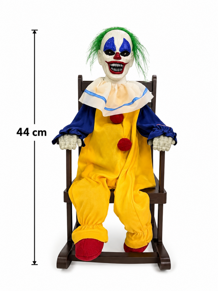 Parti Malzemeleri Halloween 44 Cm Sesli Sallanan Korku Palyaçosu Dekoru – Sallanan Sandalyeli Cadılar Bayramı Dekorasyonu