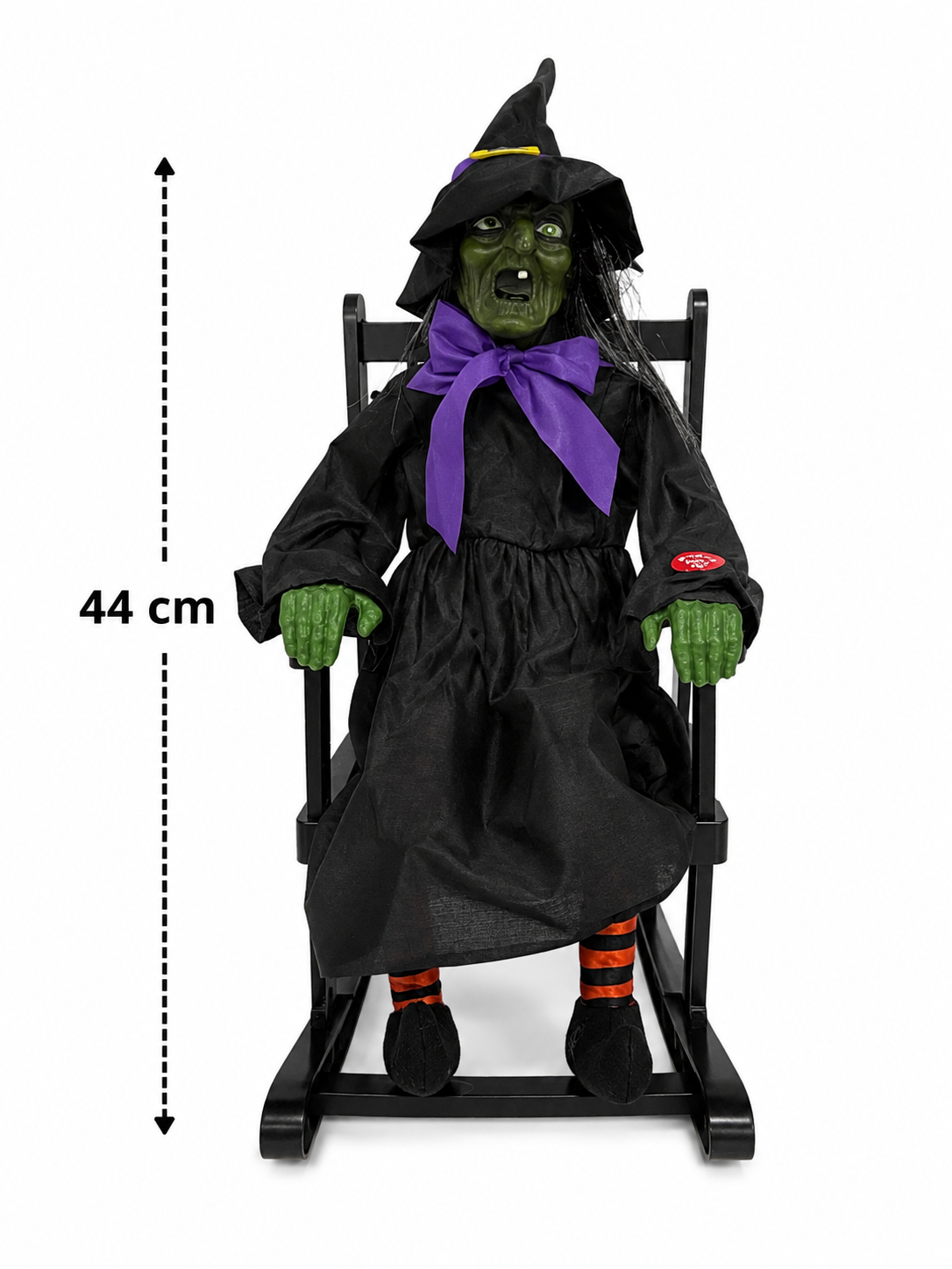 Parti Malzemeleri 44 cm Sesli Sallanan Cadı Dekoru Sandalyeli Halloween Cadılar Bayramı Süsü