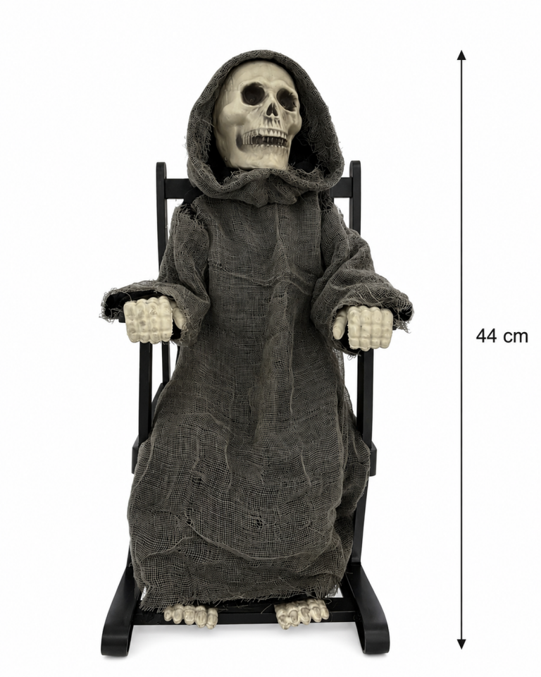 Parti Malzemeleri 44 cm Sesli Sallanan İskelet Dekoru Sandalyeli Halloween Cadılar Bayramı Süsü
