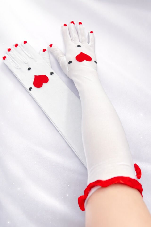 KALPLİ SİYAH BEYAZ UZUN PARTİ ELDİVENİ Beyaz