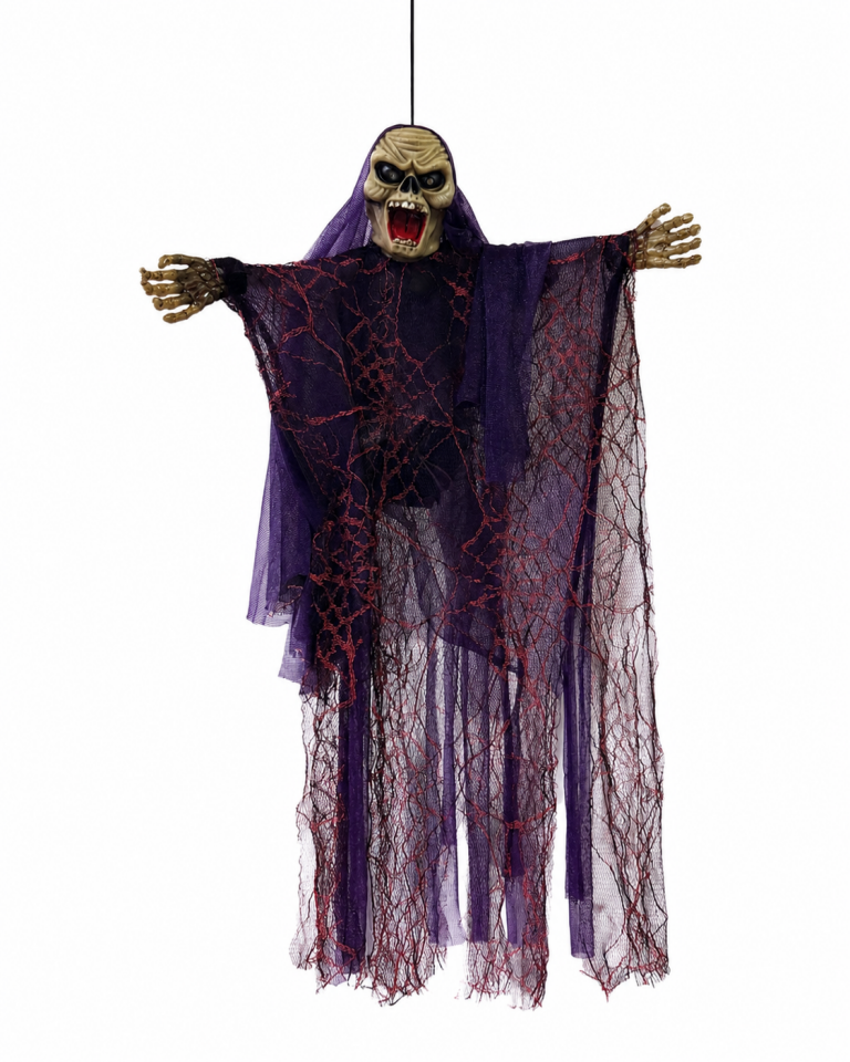 Parti Malzemeleri 50x35 cm Sesli Işıklı Asılabilir Hayalet Süsü Sese Duyarlı Halloween Dekoru Mor