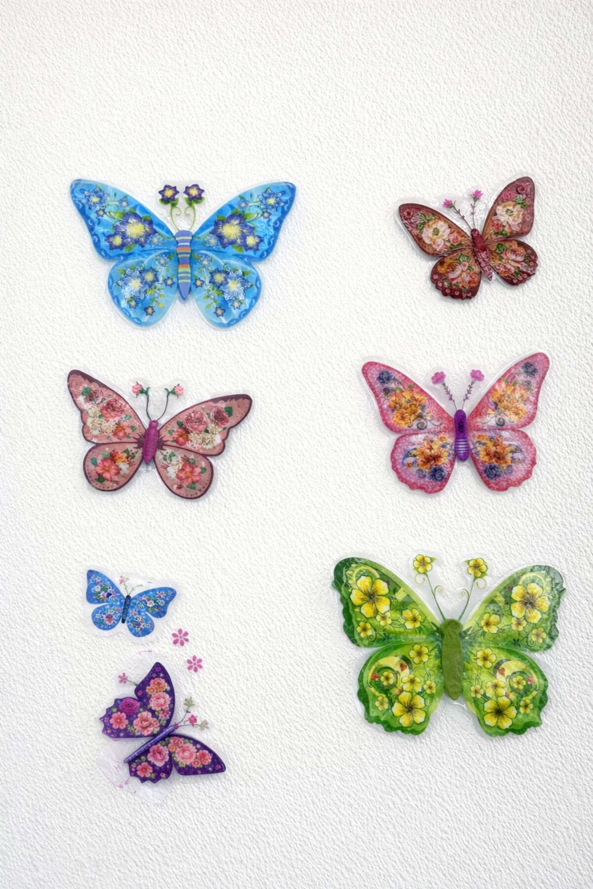 3D Kelebek Duvar Süsü – Vintage Desenli  Yapışkanlı Sticker Duvar Dekoru Mavi