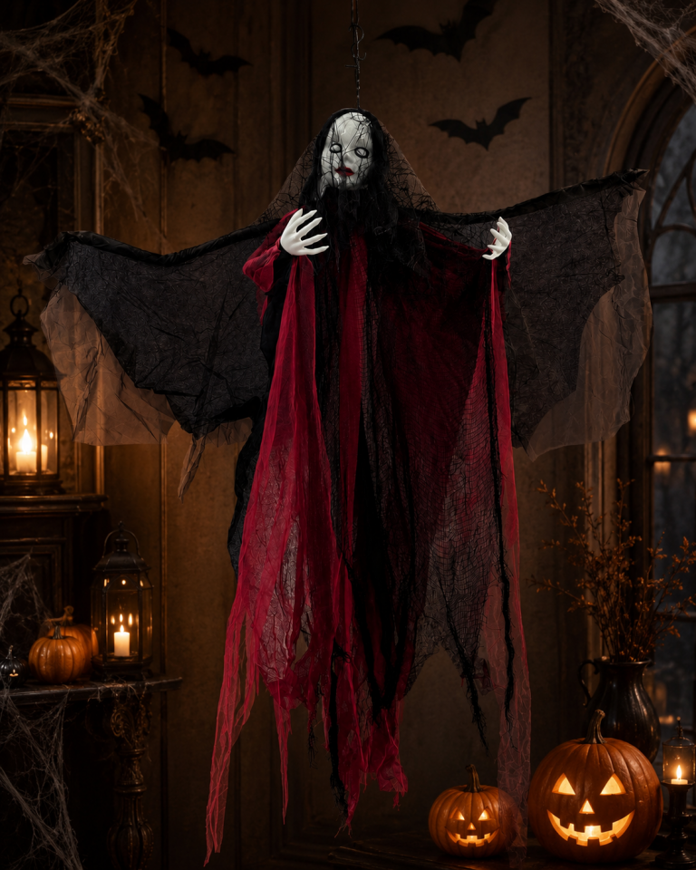Parti Malzemeleri Asılabilir Hayalet Cadı Süsü Kırmızı Siyah Halloween Duvar Tavan Dekoru