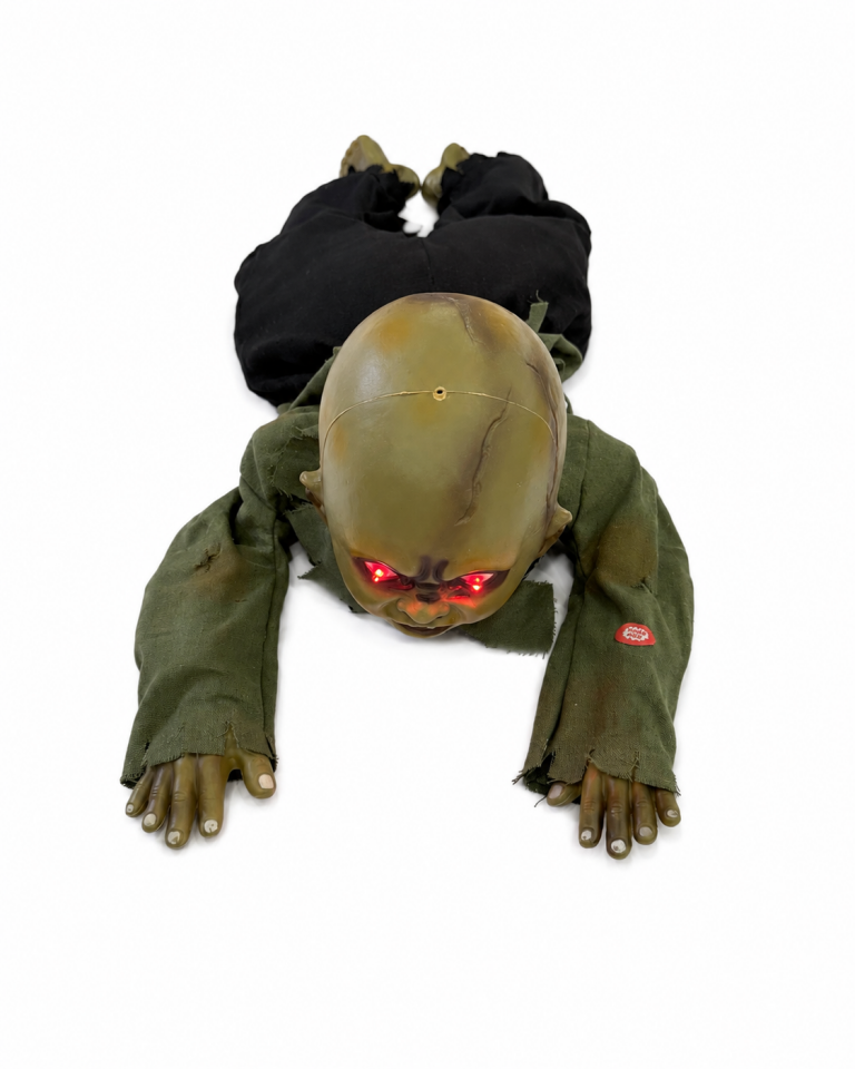 Parti Malzemeleri 78 Cm Hareketli Sürünen Zombi Bebek Halloween Dekoru Sesli Işıklı Korku Süsü