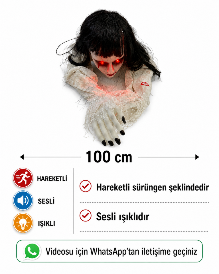 Parti Malzemeleri 100 Cm Hareketli Sürünen Korku Bebeği Halloween Dekoru Sesli Işıklı Sürüngen Figür