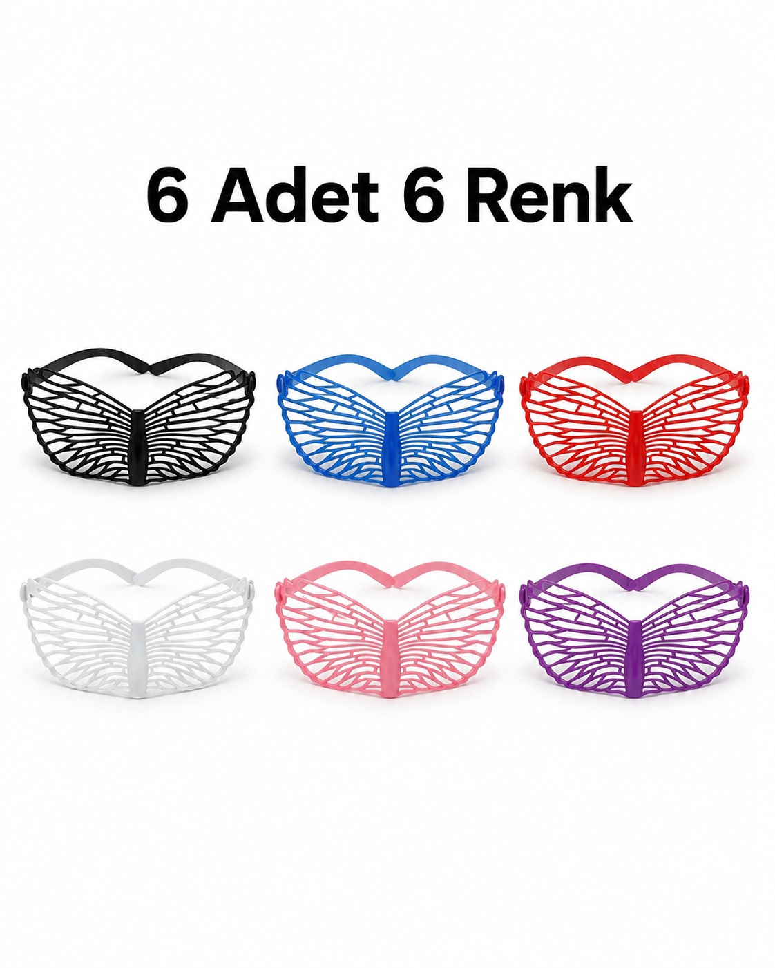 6 Adet 6 Renk Kelebek Parti Gözlüğü Camsız Eğlence Gözlüğü Doğum Günü Festival Bekarlığa Veda Aksesuarı