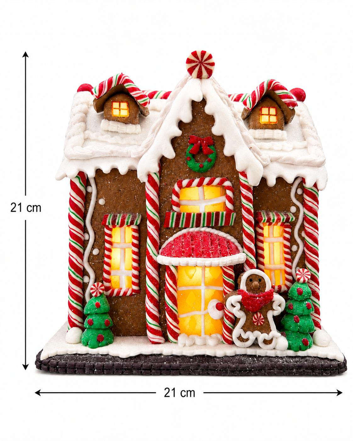 Parti Malzemeleri 21 Cm Işıklı Yılbaşı Evi Dekoru Gingerbread Ev LED Işıklı Noel Süsü Masa Üstü Yılbaşı Dekorasyonu