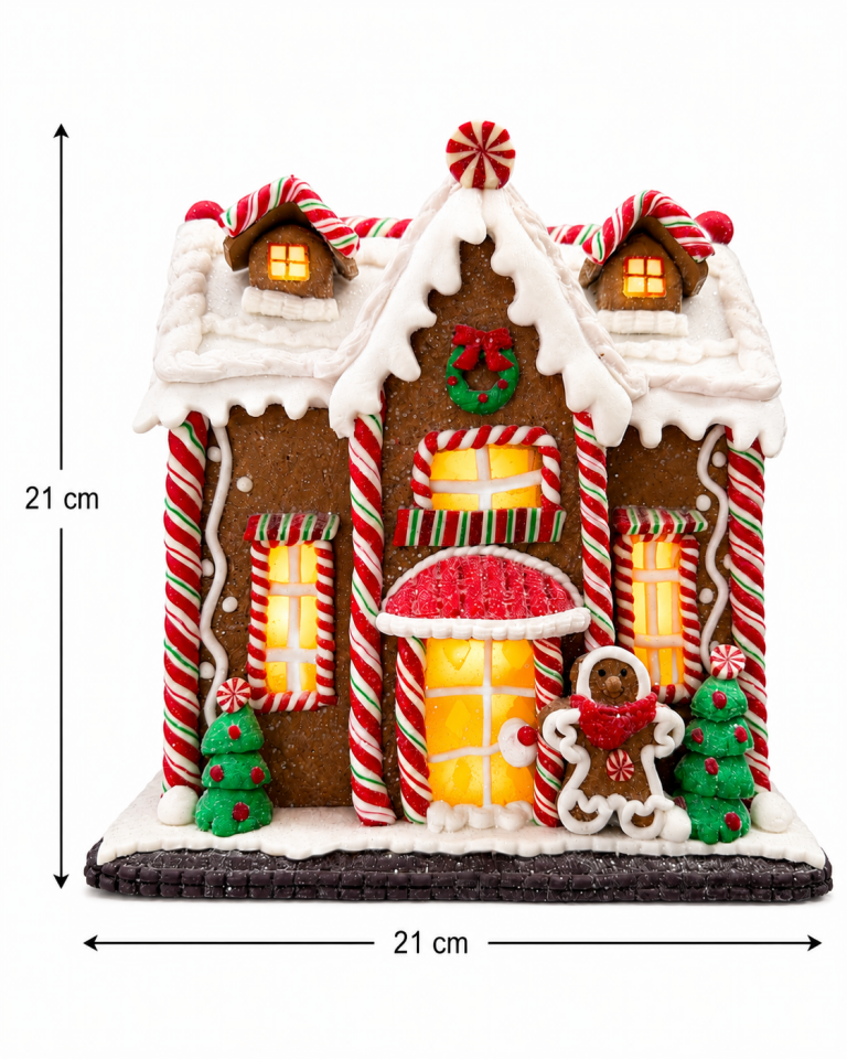 Parti Malzemeleri 21 Cm Işıklı Yılbaşı Evi Dekoru Gingerbread Ev LED Işıklı Noel Süsü Masa Üstü Yılbaşı Dekorasyonu