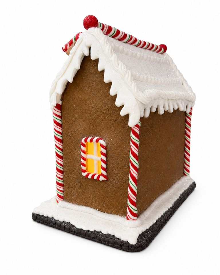 Parti Malzemeleri 21 Cm Işıklı Yılbaşı Evi Dekoru Gingerbread Ev LED Işıklı Noel Süsü Masa Üstü Yılbaşı Dekorasyonu