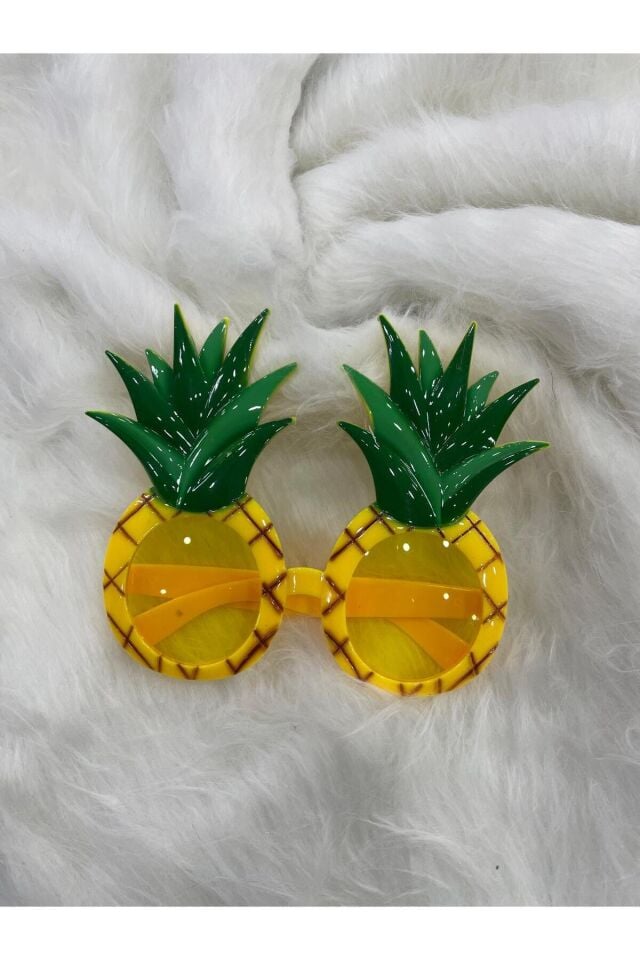 Ananas Parti Gözlüğü Sarı Pineapple Gözlük Yaz Partisi Plaj Havuz Festival Fotoğraf Çekim Aksesuarı Sarı