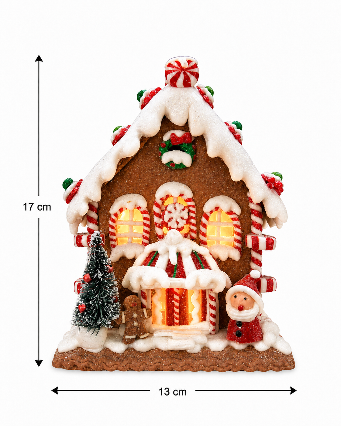 Parti Malzemeleri 17 Cm Işıklı Gingerbread Yılbaşı Evi Dekoru Noel Ev Süsü LED Işıklı Masa Üstü Yılbaşı Dekorasyonu 13 Cm