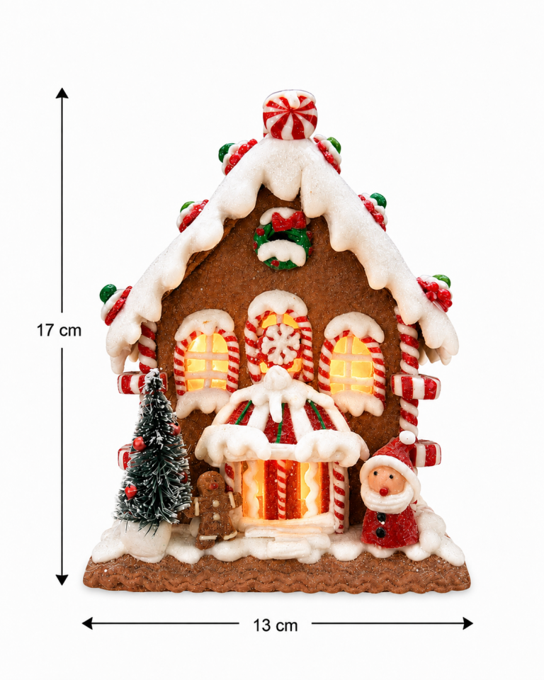 Parti Malzemeleri 17 Cm Işıklı Gingerbread Yılbaşı Evi Dekoru Noel Ev Süsü LED Işıklı Masa Üstü Yılbaşı Dekorasyonu 13 Cm