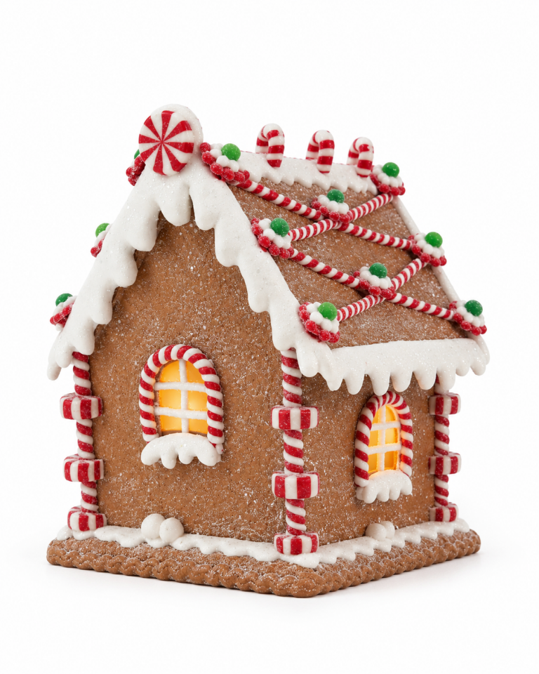 Parti Malzemeleri 17 Cm Işıklı Gingerbread Yılbaşı Evi Dekoru Noel Ev Süsü LED Işıklı Masa Üstü Yılbaşı Dekorasyonu 13 Cm