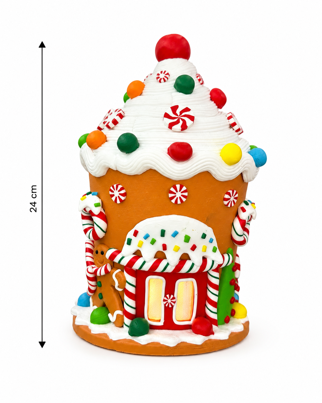 Parti Malzemeleri 24 Cm Işıklı Gingerbread Yılbaşı Evi Dekoru LED Işıklı Noel Ev Süsü Masa Üstü Yılbaşı Dekorasyonu