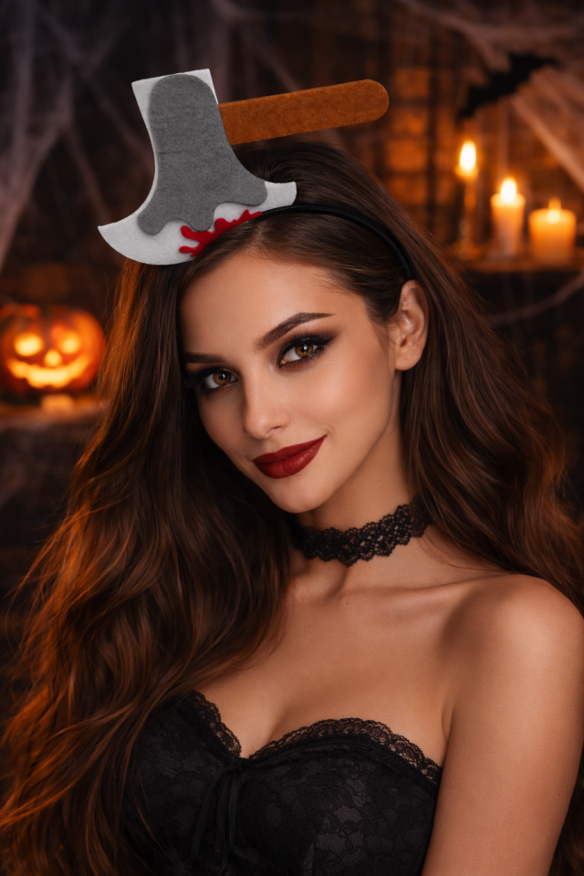 Parti Malzemeleri 12 Adet Keçe Baltalı Halloween Tacı Kanlı Balta Figürlü Korku Partisi Saç Aksesuarı Kostüm Tacı