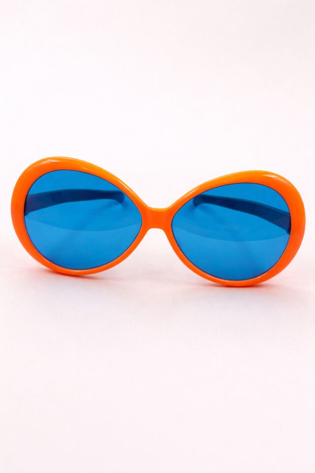 Parti Malzemesi  Dev Parti Gözlüğü Sarı Çerçeve Mavi Cam – Oversize Eğlence Gözlüğü 25x9 cm Turuncu