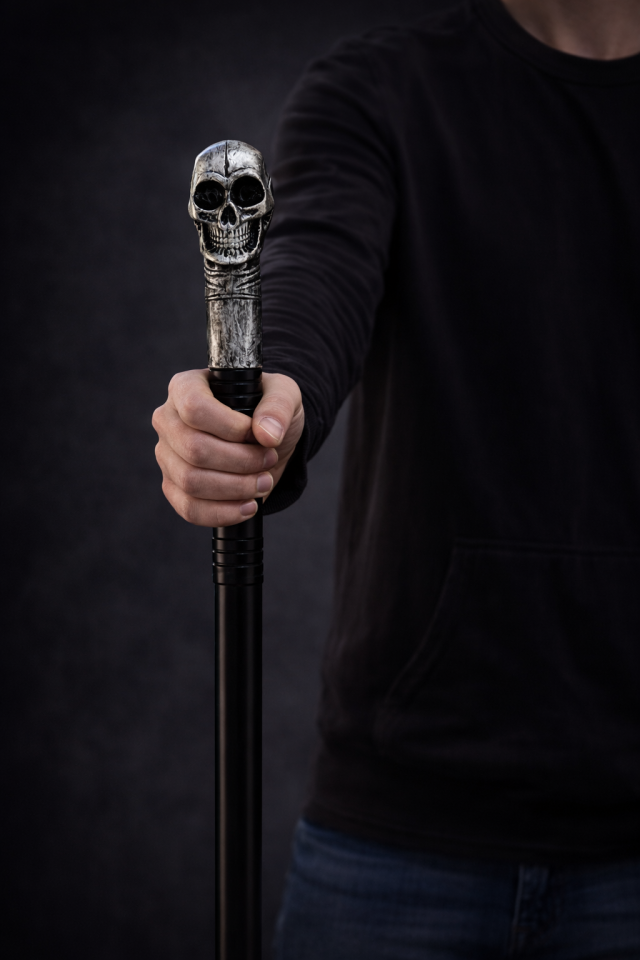 Parti Malzemeleri 75 Cm Kuru Kafa Baston – Halloween Cadılar Bayramı İskelet Başlı Parti ve Kostüm Aksesuarı