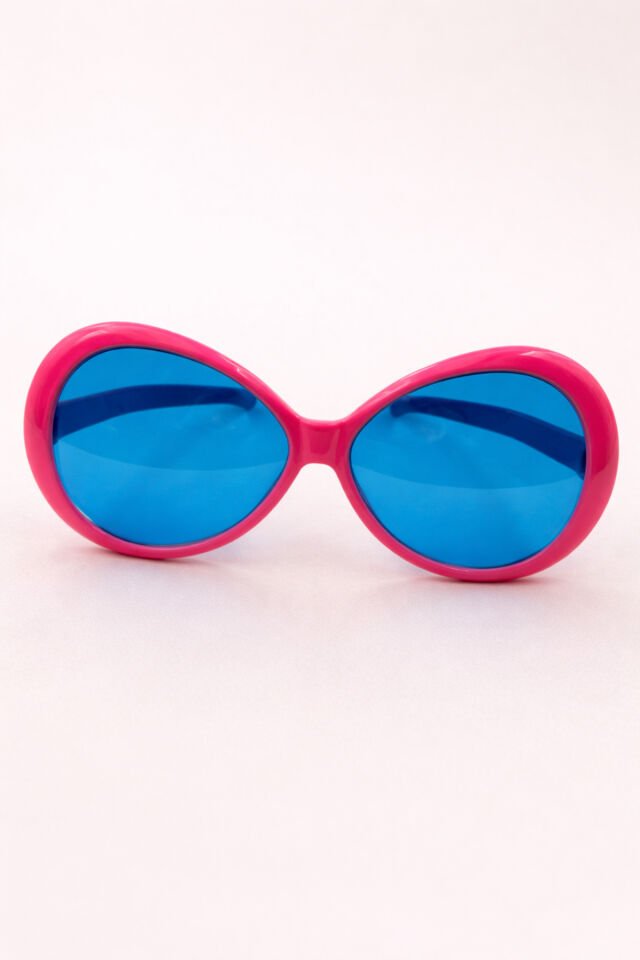 Parti Malzemesi  Dev Parti Gözlüğü Sarı Çerçeve Mavi Cam – Oversize Eğlence Gözlüğü 25x9 cm Pembe
