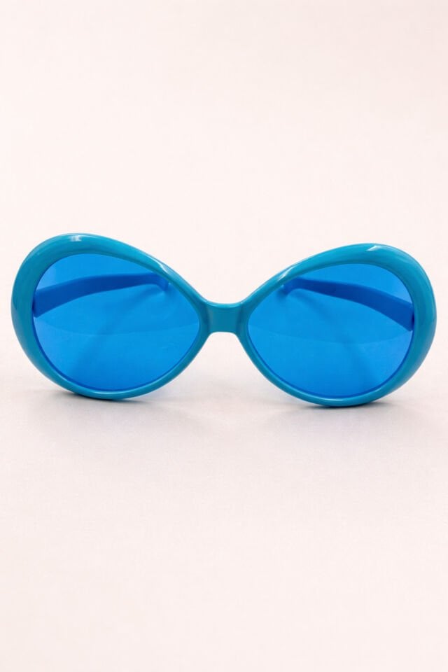 Dev Parti Gözlüğü Sarı Çerçeve Mavi Cam – Oversize Eğlence Gözlüğü 25x9 cm Mavi