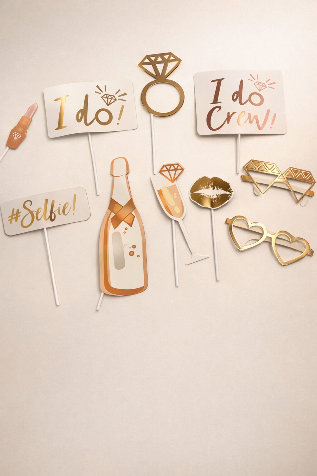 Bride To Be Bekarlığa Veda Fotoğraf Çekim Seti 10 Parça Gold Konsept Konuşma Çubuğu Altın