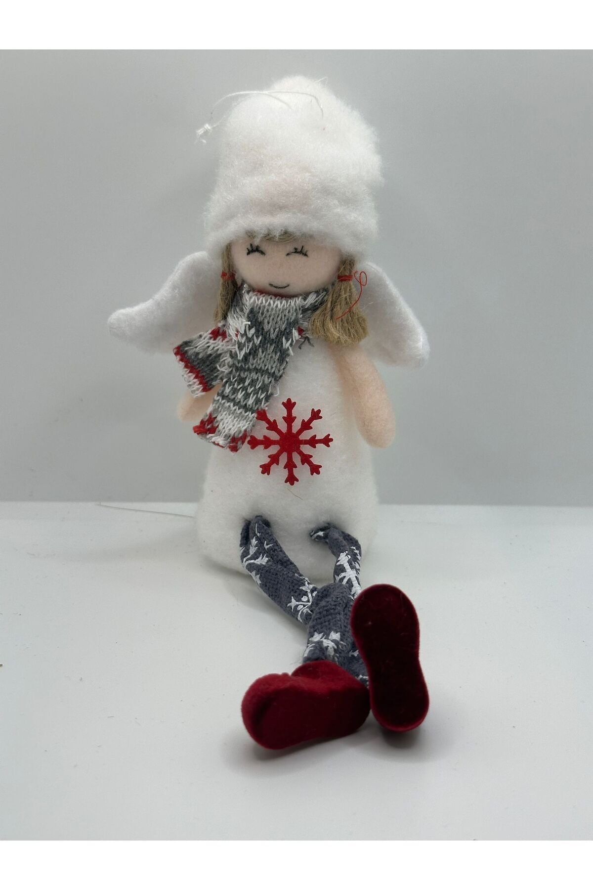 Kar Perisi Dekoratif Biblo 24 cm Yılbaşı Süsü Noel Melek Figürü Ev Dekoru Kırmızı