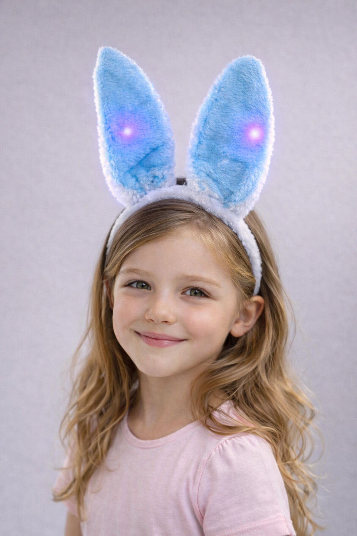 LED Işıklı Peluş Tavşan Kulak Taç Mavi