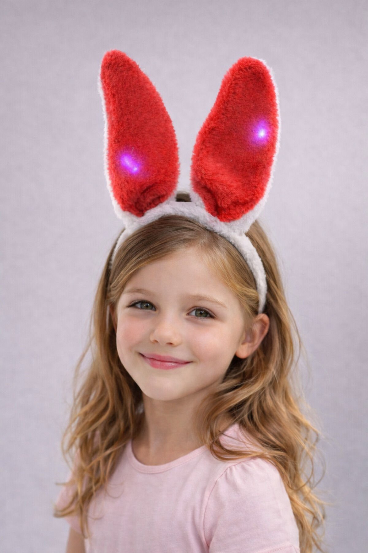 LED Işıklı Peluş Tavşan Kulak Taç Kırmızı