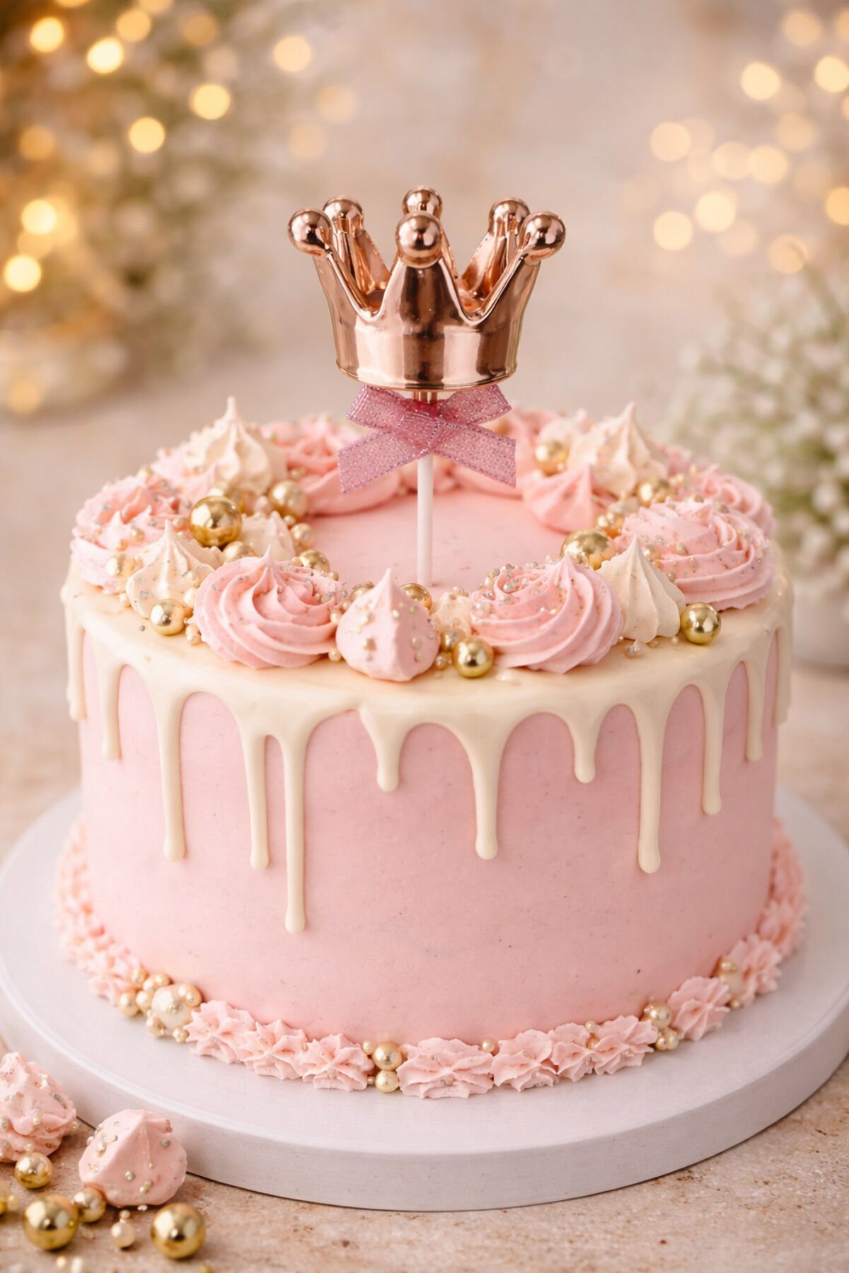 Altın Prenses Tacı Pasta Süsü – Gold Taç Cake Topper Doğum Günü Parti Süsü Altın