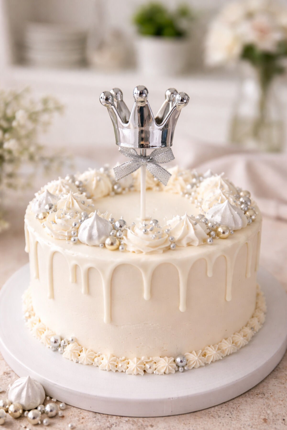 Altın Prenses Tacı Pasta Süsü – Gold Taç Cake Topper Doğum Günü Parti Süsü Gümüş