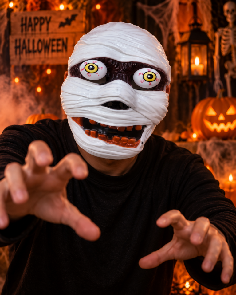Parti Malzemeleri Halloween Mumya Maskesi Sarı Gözlü Korku Maskesi Kostüm Parti Aksesuarı