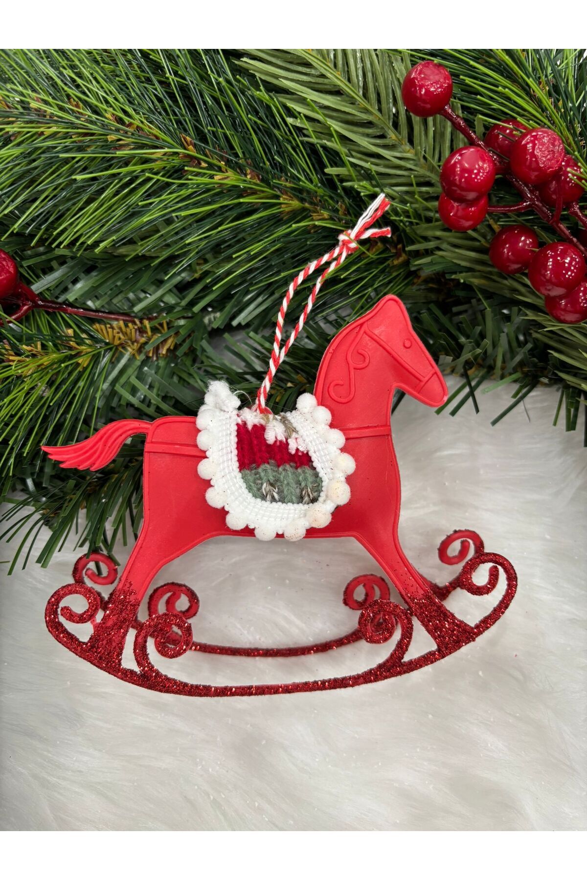 YILBAŞI AĞAÇ SÜSLEMESİ AT Kırmızı