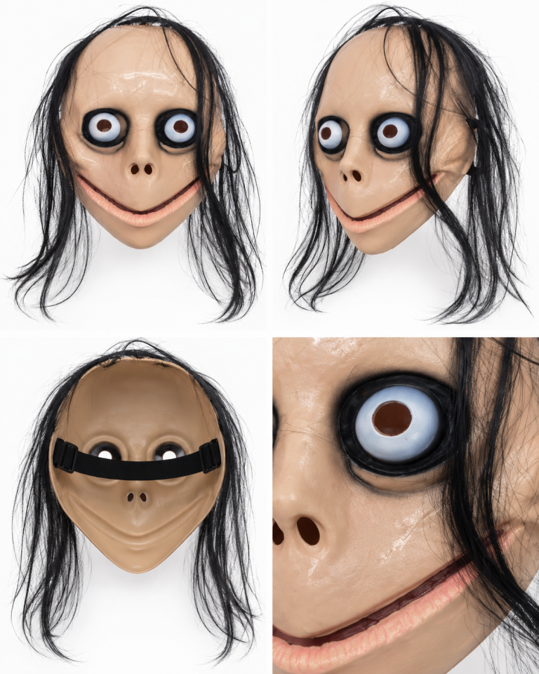 Parti Malzemeleri Halloween Korku Momo Maskesi Uzun Saçlı  Büyük Gözlü Gerilim Maskesi Kostüm Parti Aksesuarı