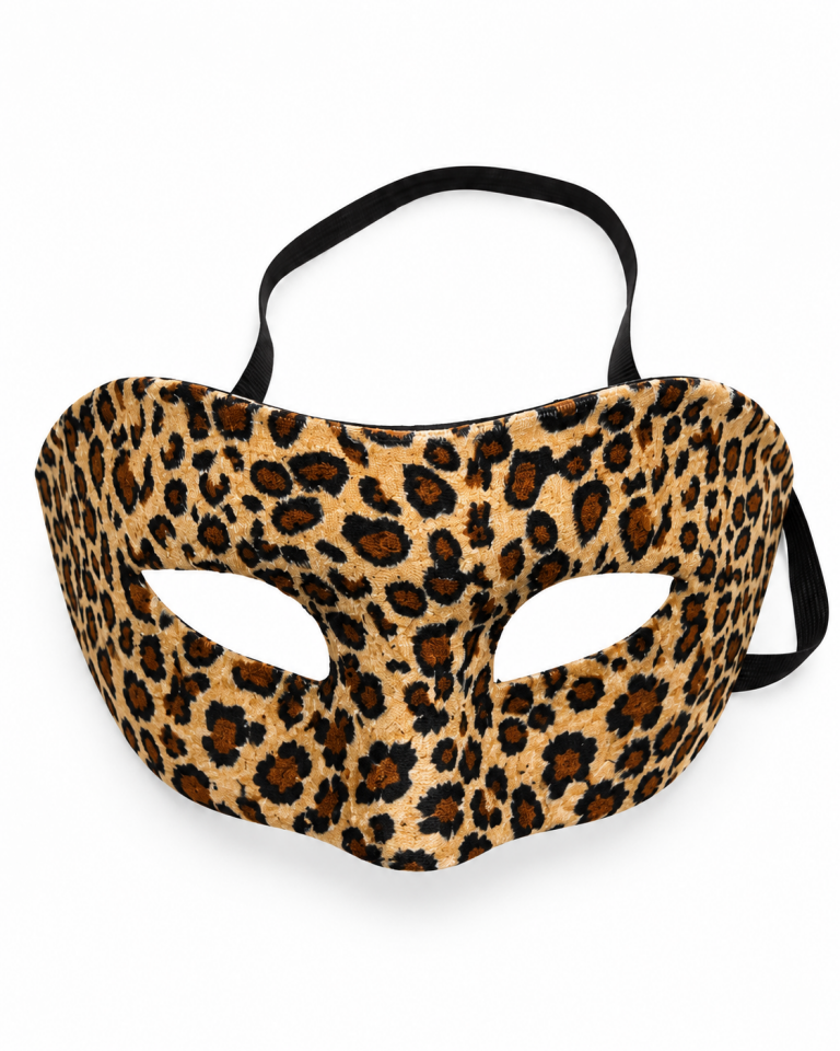 Parti Malzemesi Leopar Desenli Kadife Göz Maskesi Siyah Beyaz ve Kahverengi Parti Kostüm Aksesuarı Kahverengi