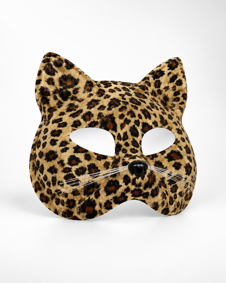 Parti Malzemesi Leopar Desenli Kedi Maskesi Kulaklı Kadife Parti Kostüm Maskesi Halloween Aksesuarı