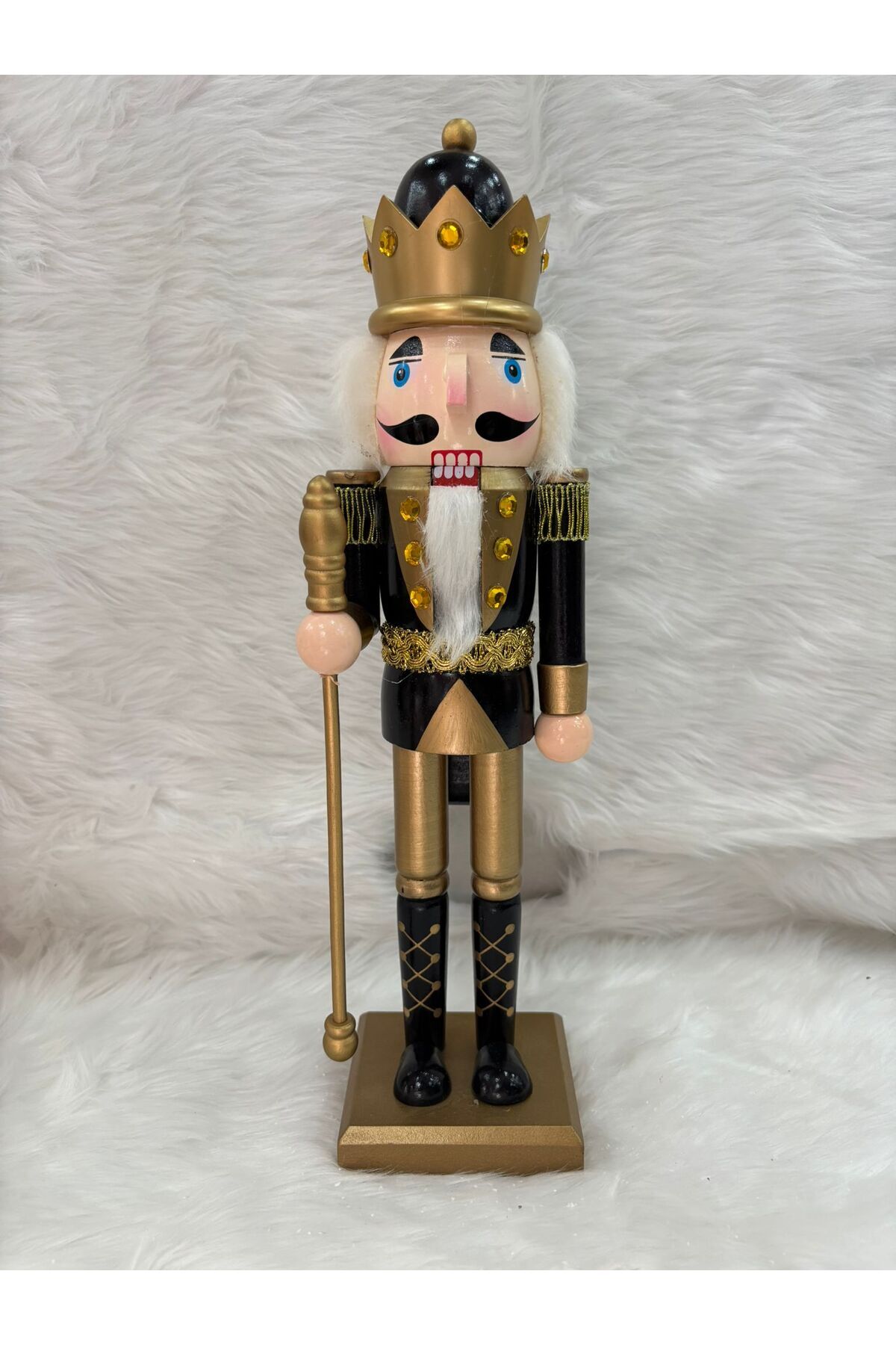 Dekoratif Ahşap Kurşun Asker Biblo 25 cm – Yılbaşı & Noel Süsleme Figürü Kahverengi