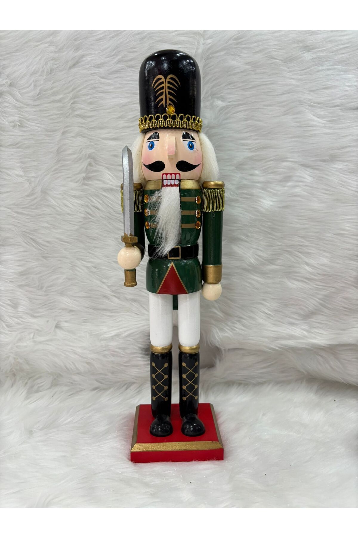 Dekoratif Ahşap Kurşun Asker Biblo 30 cm – Yılbaşı & Noel Süsleme Figürü Yeşil