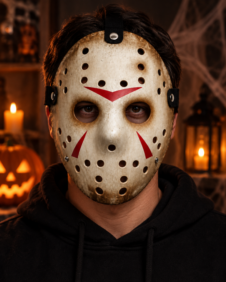 Parti Malzemesi Eskitme Krem Hockey Maske Halloween Korku Maskesi – Lastikli Kostüm Parti Maskesi