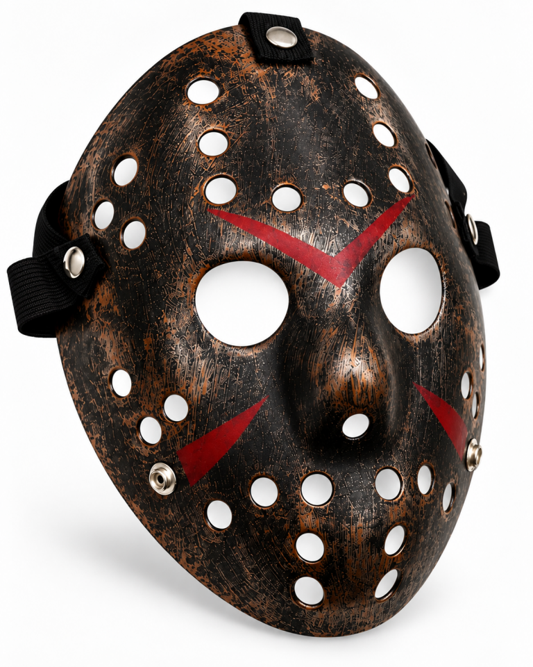 Parti Malzemeleri Eskitme Siyah Hockey Maske Halloween Korku Maskesi – Lastikli Kostüm Parti Maskesi