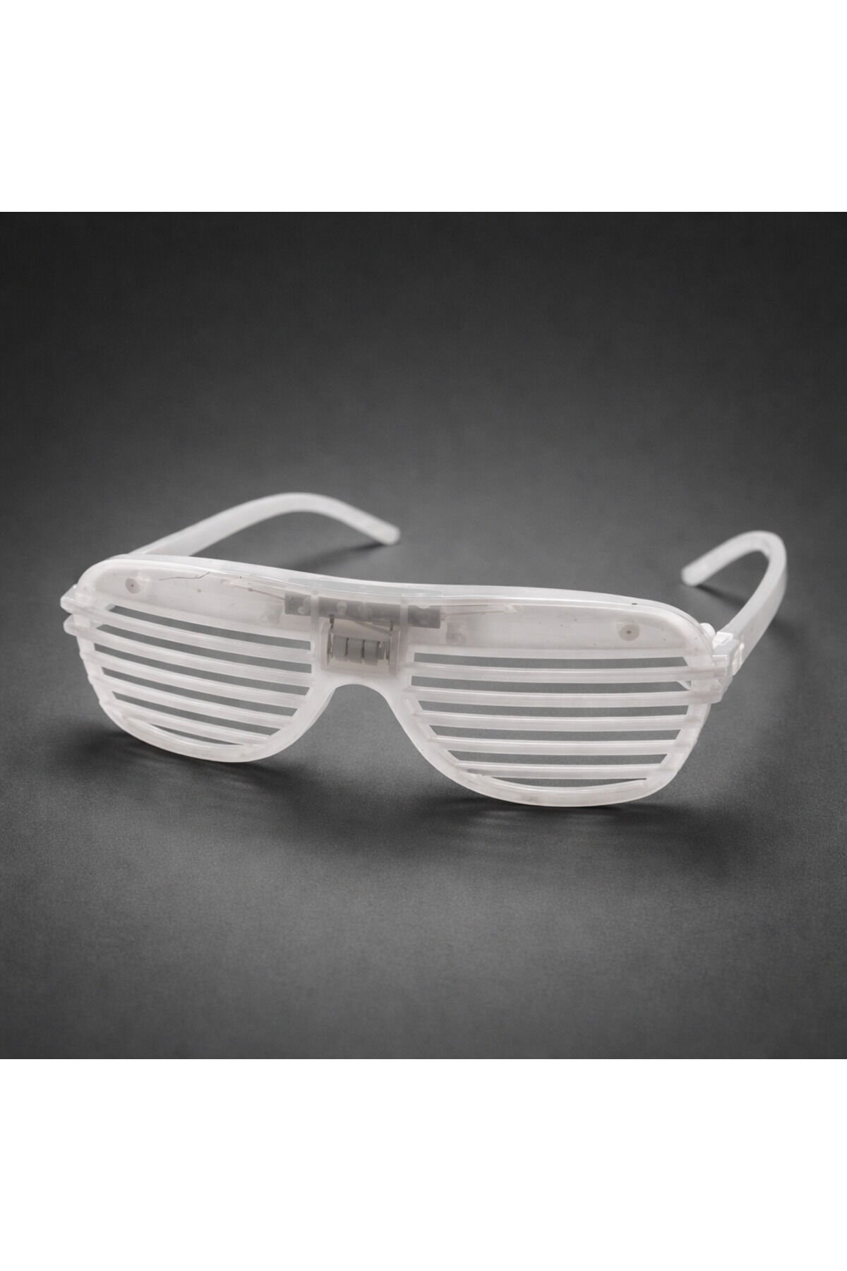 LED Işıklı Parti Panjur Gözlük – Renkli Neon Işıklı Eğlence Gözlüğü Beyaz