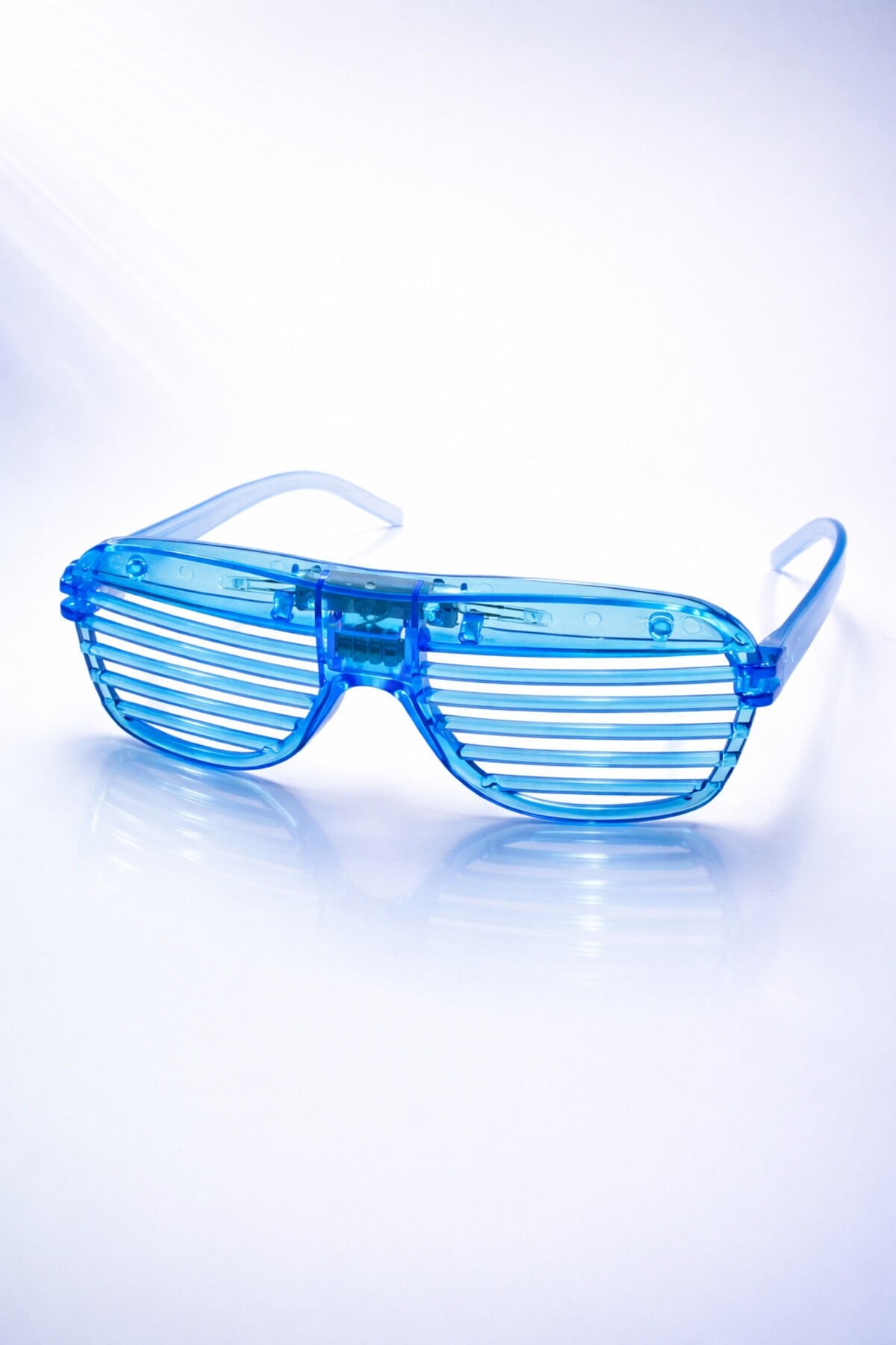 LED Işıklı Parti Panjur Gözlük – Renkli Neon Işıklı Eğlence Gözlüğü Mavi