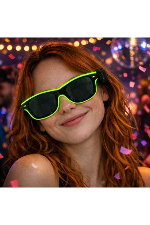 LED Işıklı Parti Gözlük Renk Değiştiren Işıklı Gözlük Festival, Doğum GünÜ Açık Yeşil