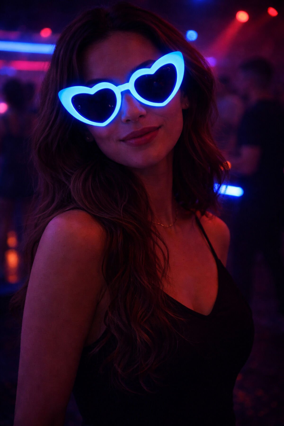 Parti Malzemesi LED Işıklı Kalp Şekilli Parti Gözlüğü – Neon Işıklı Eğlence Gözlüğü Mavi
