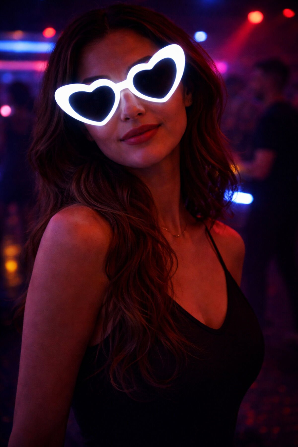 LED Işıklı Kalp Şekilli Parti Gözlüğü – Neon Işıklı Eğlence Gözlüğü Beyaz