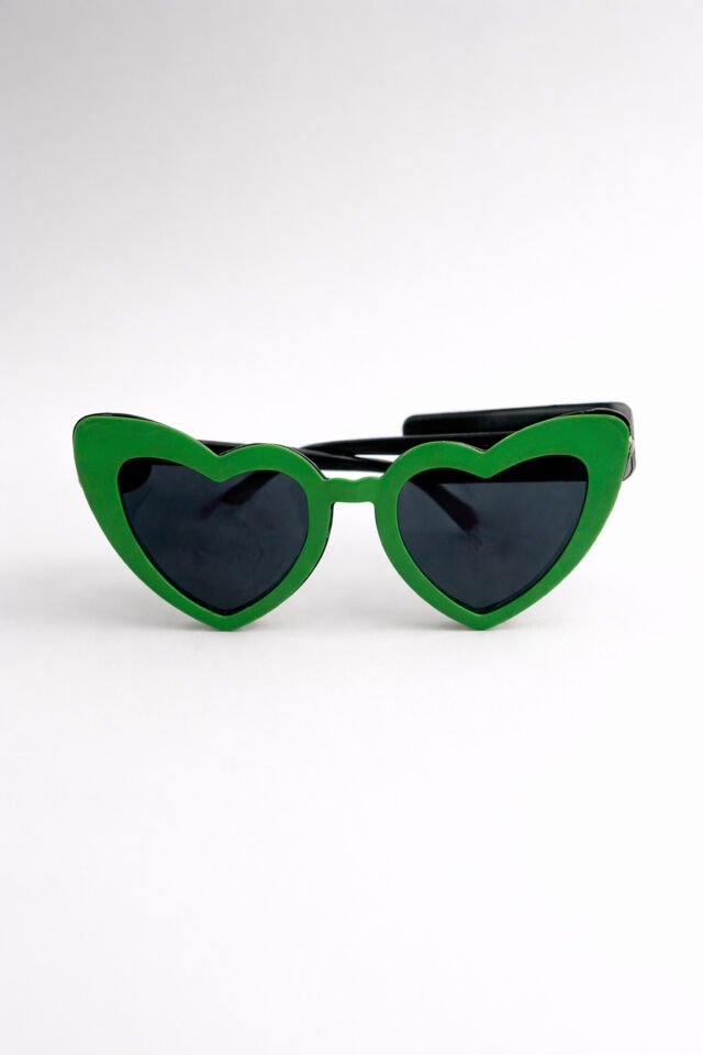 LED Işıklı Kalp Şekilli Parti Gözlüğü – Neon Işıklı Eğlence Gözlüğü Yeşil