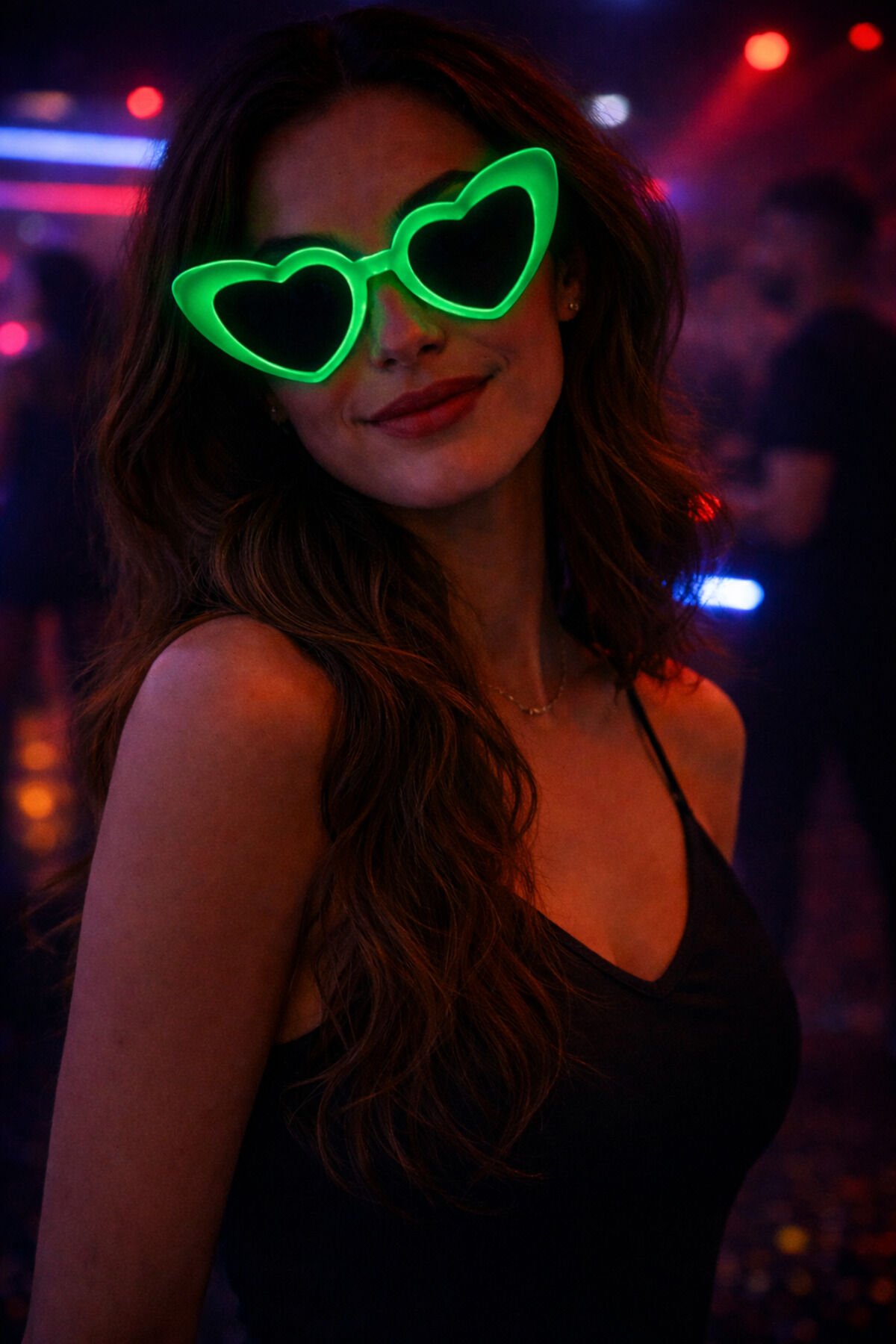 LED Işıklı Kalp Şekilli Parti Gözlüğü – Neon Işıklı Eğlence Gözlüğü Yeşil