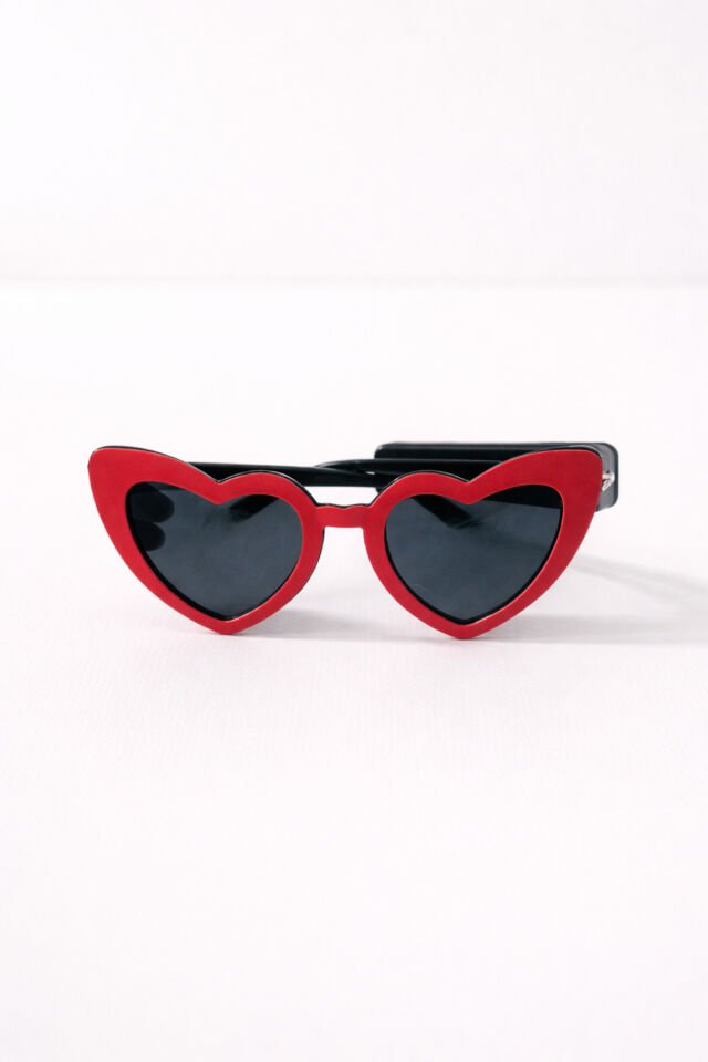 LED Işıklı Kalp Şekilli Parti Gözlüğü – Neon Işıklı Eğlence Gözlüğü Kırmızı